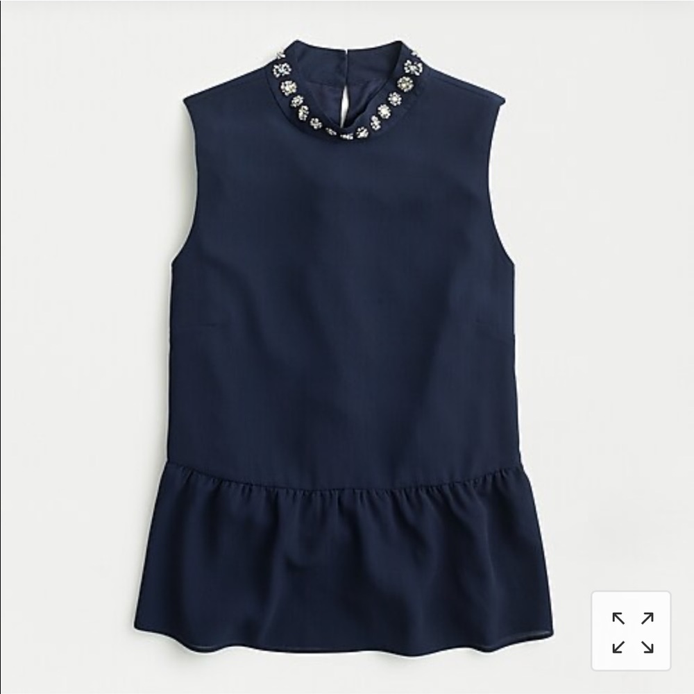 J-crew Jewel-embroidered sleeveless peplum top